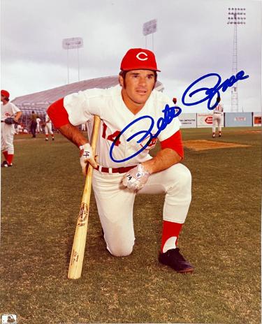 Pete Rose Autographed Cincinnati Reds MLB Licensed 8x10 Photo- Tuff Stuff LOA (HIT KING/4256)-Powers Sports Memorabilia