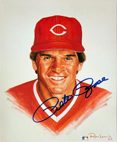 Pete Rose Autographed Cincinnati Reds MLB Licensed Ron Lewis 89 8x10 Photo- Tuff Stuff LOA-Powers Sports Memorabilia