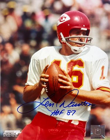 Len Dawson Autographed Kansas City Chiefs NFL Licensed 8x10 Photo HOF 87- COA/Show Ticket-Powers Sports Memorabilia