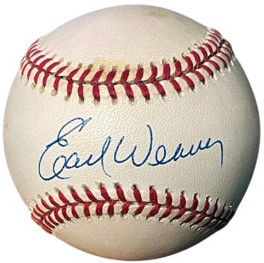 Earl Weaver Autographed ROAL Rawlings Official American League Baseball minor tone- COA (Baltimore Orioles)-Powers Sports Memorabilia