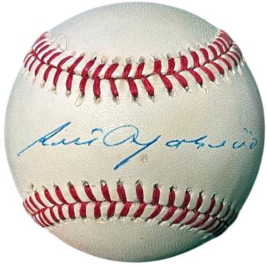 Luis Aparicio Autographed ROAL Rawlings Official American League Baseball minor tone spots- COA (White Sox/Orioles/Red Sox)-Powers Sports Memorabilia