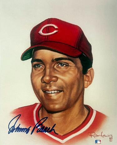 Johnny Bench Autographed Cincinnati Reds MLB Licensed Ron Lewis 89 8x10 Photo- /5000- Tuff Stuff COA-Powers Sports Memorabilia