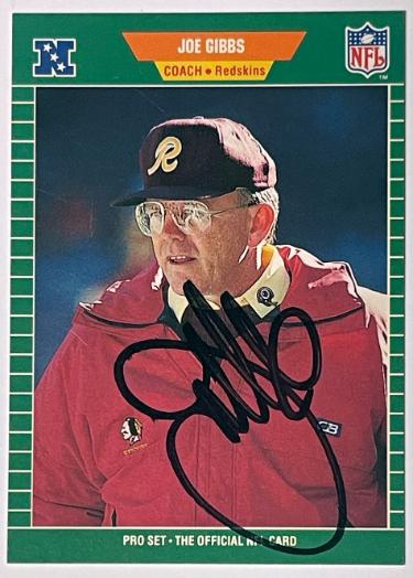 Joe Gibbs Autographed 1989 Pro Set NFL Washington Rookie (RC)Trading Card #440 - Beckett Rev (3XSB Champs)-Powers Sports Memorabilia