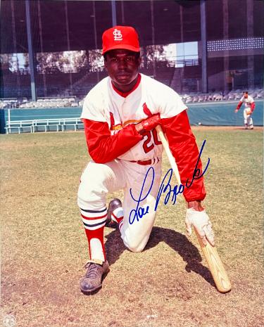 Lou Brock Autographed St. Louis Cardinals MLB Licensed 8x10 Photo- Tuff Stuff COA-Powers Sports Memorabilia