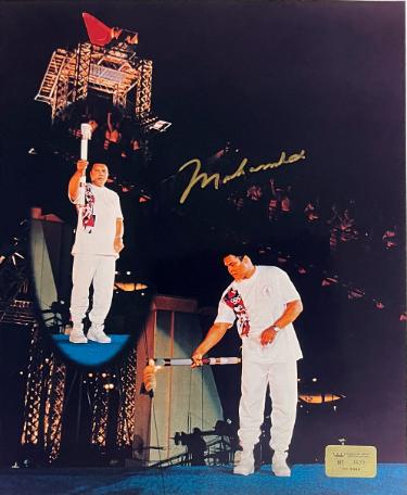 Muhammad Ali Autographed 16x20 Photo 1996 Atlanta Olympics Torch Lighting- /1996- Beckett/Ali/Prince COA w/VHS Tape of Signing-Powers Sports Memorabilia