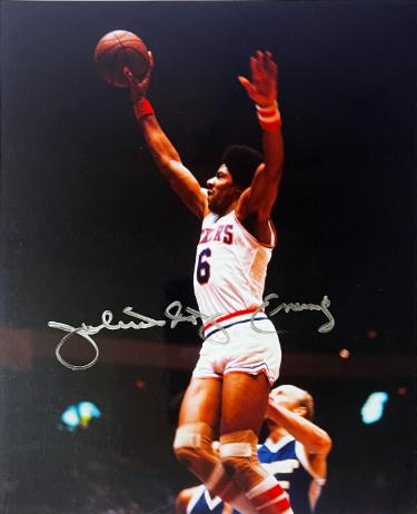Julius Erving Autographed Philadelphia 76ers 8x10 Photo "Dr. J"- Ken Goldin, The Score Board, Inc COA-Powers Sports Memorabilia
