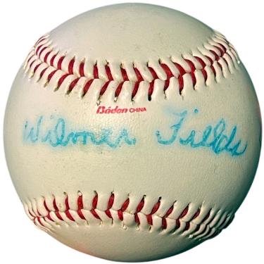 Wilmer Fields Autographed Baden Negro League Museum Logo Baseball faded/bleeding as shown- faded/bleed- COA (Homestead Grays)-Powers Sports Memorabilia