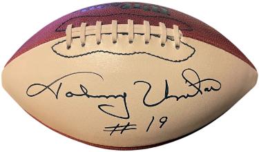 Johnny Unitas Autographed Official Wilson NFL WP Leather Football #19 Rozelle- Beckett (Baltimore Colts/HOF/3X MVP)-Powers Sports Memorabilia