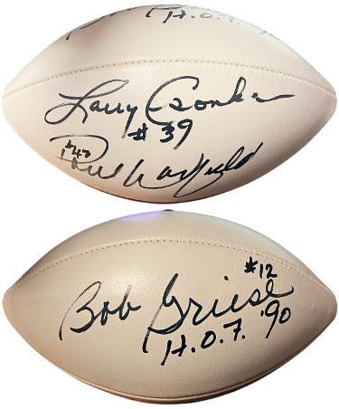 Miami Dolphin's Greats Autographed Ofc Wilson NFL WP Leather Football 3 Sigs - Beckett (Csonka/Griese HOF/Warfield)-Powers Sports Memorabilia