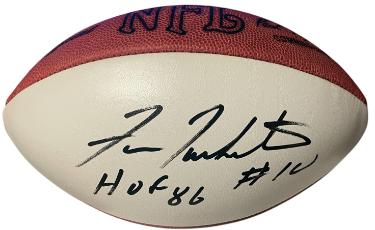 Fran Tarkenton Autographed OFC Wilson NFL WP Leather Football HOF 86, #10 ?Çô Beckett (Vikings/HOF/MVP/9X PB)-Powers Sports Memorabilia