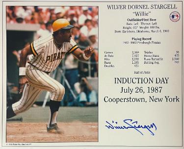 Willie Stargell Autographed Pittsburgh Pirates MLB Licensed Hall of Fame Induction Day 8x10 Photo/Card- Tuff Stuff COA-Powers Sports Memorabilia