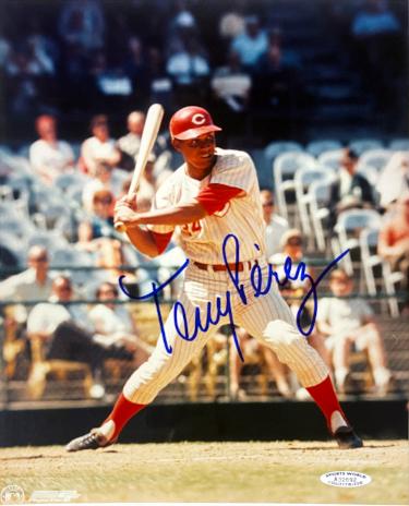 Tony Perez Autographed Cincinnati Reds MLB Licensed 8x10 Photo- Sports World Collectibles #A32692/COA (HOF)-Powers Sports Memorabilia