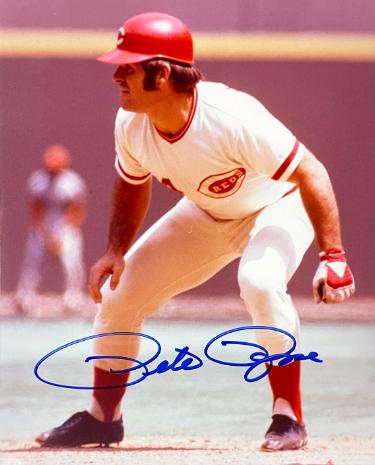 Pete Rose Autographed Cincinnati Reds MLB Licensed 8x10 Photo- COA (HIT KING/4256)-Powers Sports Memorabilia