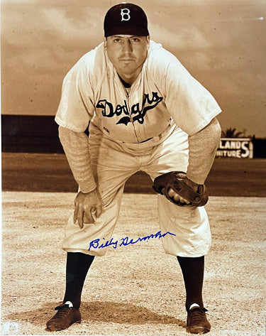 Billy Herman Autographed Brooklyn Dodgers MLB Licensed Sepia Tone 8x10 Photo- COA (HOF)-Powers Sports Memorabilia