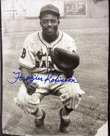 Frazier Robinson Autographed Negro Leagues Vintage B&W 8x10 Photo imperfect- COA/CSA Show Ticket-Powers Sports Memorabilia