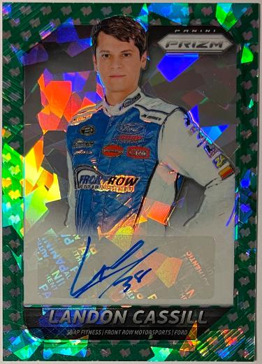 Landon Cassill 2016 Panini Prizm Green Foil NASCAR On Card Auto #LC- /99-Powers Sports Memorabilia