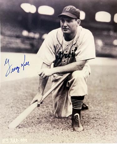 George Kell Autographed Detroit Tigers Vintage B&W MLB Licensed 8x10 Photo imperfect- COA/Show Ticket-Powers Sports Memorabilia
