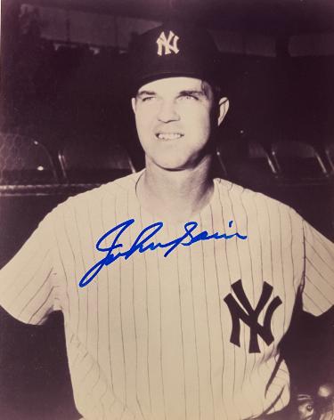 Johnny Sain Autographed New York Yankees Vintage B&W 8x10 Photo- COA/CSA Show Ticket-Powers Sports Memorabilia