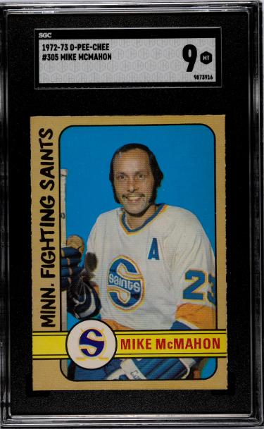 Mike McMahon 1972-73 O-Pee-Chee NHL Rookie (RC) Card #305- SGC Graded 9 Mint (Minnesota Fighting Saints)-Powers Sports Memorabilia