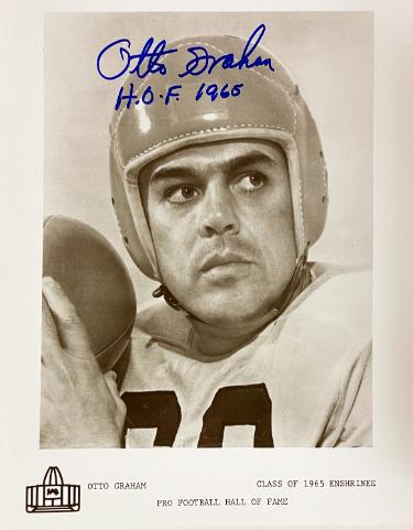 Otto Graham Autographed HOF Enshrinee Class of 1965 B&W 8x10 Photo HOF 1965- COA/Show Ticket-Powers Sports Memorabilia