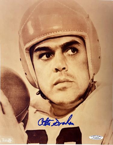 Otto Graham Autographed Cleveland Browns Vintage NFL Licensed Sepia Tone 8x10 Photo imperfect- Sports World Collectibles #A32685/COA-Powers Sports Memorabilia