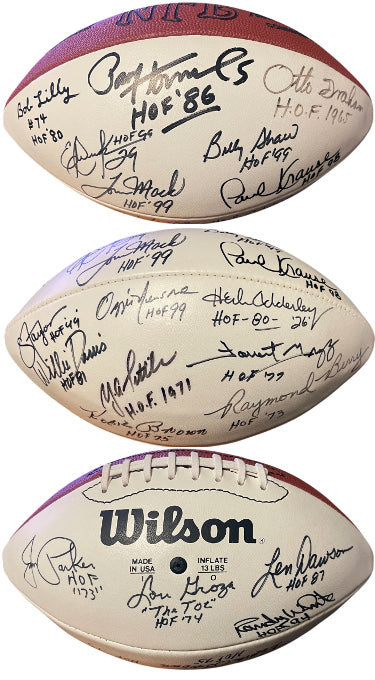 HOF Legends Autographed OFC Wilson NFL WP Leather Football 19 Sigs Tagliabue-Beckett Graham/Dawson/Groza Toe/Hornung/Rosie Brown-Powers Sports Memorabilia