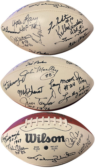 HOF Legends Autographed OFC Wilson NFL WP Leather Football 21 Sigs -Tagliabue Beckett: Unitas/Upshaw/Selmon/Lambert/Blount/Olsen-Powers Sports Memorabilia