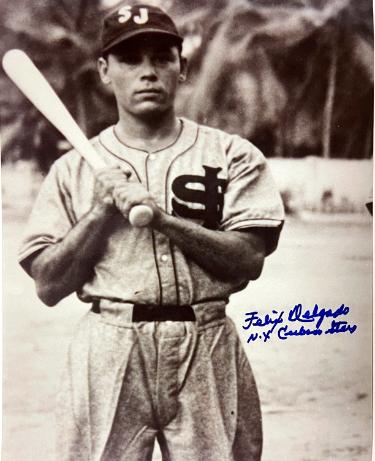 Felix Delgado Autographed San Juan Senators B&W 8x10 Photo NY Cuban Stars- COA/CSA Show Ticket-Powers Sports Memorabilia
