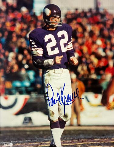 Paul Krause Autographed Minnesota Vikings NFL Licensed 8x10 Photo imperfect- Tuff Stuff COA (HOF)-Powers Sports Memorabilia