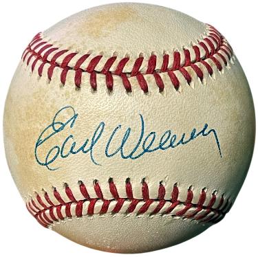 Earl Weaver Autographed ROAL Rawlings Official American League Baseball toned- COA (Baltimore Orioles/HOF)-Powers Sports Memorabilia