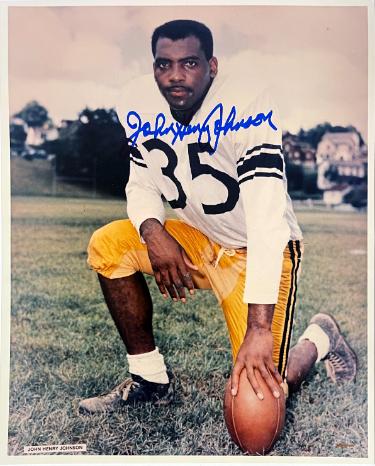 John Henry Johnson Autographed Pittsburgh Steelers 8x10 Photo imperfect- COA (HOF)-Powers Sports Memorabilia