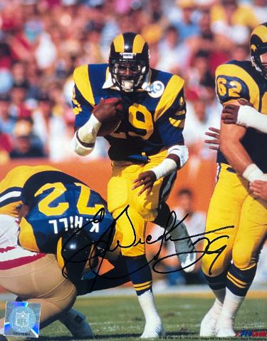 Eric Dickerson Autographed Los Angeles Rams NFL Licensed 8x10 Photo #29 imperfect- COA (HOF)-Powers Sports Memorabilia