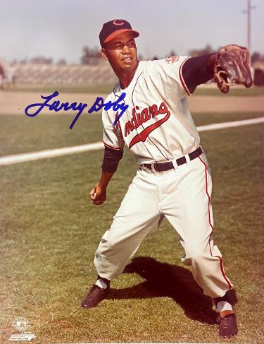 Larry Doby Autographed Cleveland MLB Licensed 8x10 Photo- COA/Show Ticket (HOF/7X AS)-Powers Sports Memorabilia
