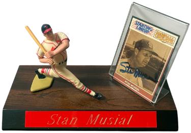 Stan Musial Autographed 1989 Kenner Starting Lineup Baseball Greats Cardinals Trading Card/SLU Figure/Display/Wood Base/Nameplate-COA-Powers Sports Memorabilia