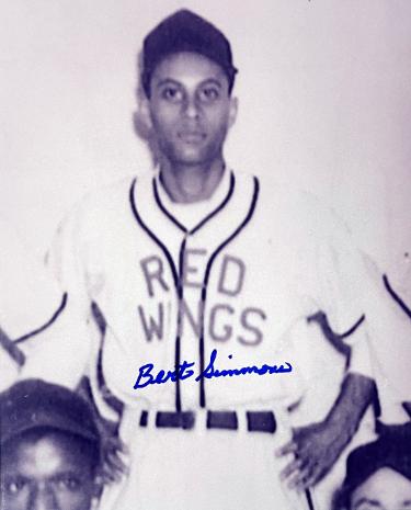 Bert/Hubert Simmons Autographed Greensboro Red Wings Vintage B&W Negro League 8x10 Photo imperfect- COA/Show Ticket-Powers Sports Memorabilia