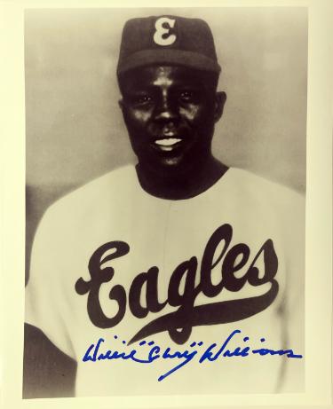 Willie Williams Autographed Negro League Eagles Vintage B&W 8x10 Photo Curley imperfect- COA/Show Ticket-Powers Sports Memorabilia