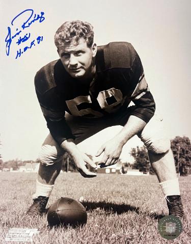 Jim Ringo Autographed Green Bay Packers Vintage B&W NFL Licensed 8x10 Photo HOF 81 imperfect- COA-Powers Sports Memorabilia