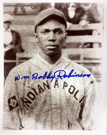 William Bobby Robinson Autographed Indianapolis ABCs Vintage B&W 8x10 Photo imperfect- CSA COA/Show Ticket-Powers Sports Memorabilia
