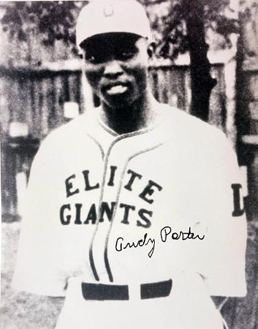 Andy Porter Autographed Elite Giants Negro League Vintage B&W 8x10 Photo imperfect- COA/CSA Show Ticket-Powers Sports Memorabilia