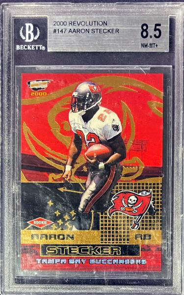 Aaron Stecker 2000 Revolution Rookie Card #147 (RC) 111/300- Beckett/BGS Graded 8.5 NM-MT+ (w/ Sub-Grades/Tampa Bay Buccaneers)-Powers Sports Memorabilia