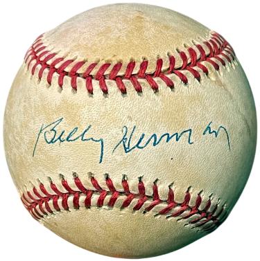Billy Herman Autographed Official RONL Rawlings National League Baseball toned- COA (Chicago Cubs/HOF) - CTBL_043142-Powers Sports Memorabilia