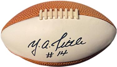 YA (Y.A.) Tittle Autographed Hard Plastic Mini Football #14 (5.5 inch)- COA (New York Giants/HOF)-Powers Sports Memorabilia