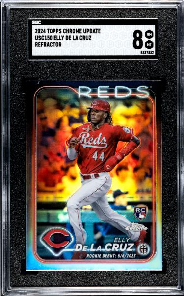 Elly De La Cruz 2024 Topps Chrome Update Refractor Card #USC150- SGC Graded 8 NM-MT (Cincinnati Reds)-Powers Sports Memorabilia