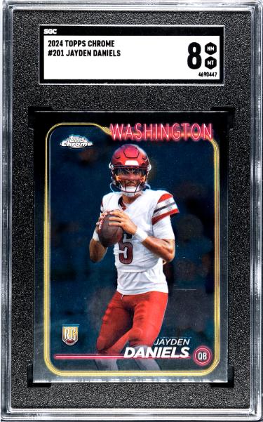 Jayden Daniels 2024 Topps Chrome Rookie Card (RC) #201- SGC Graded 8 NM-MT (Washington Commanders)-Powers Sports Memorabilia