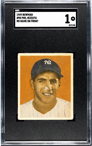 Phil Rizzuto 1949 Bowman Card #98- SGC Graded 1 Poor (no name on front/New York Yankees/HOF)-Powers Sports Memorabilia