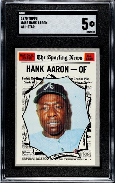 Hank Aaron 1970 Topps Sporting News All-Star Card #462- SGC Graded 5 EX (Atlanta Braves/HOF)-Powers Sports Memorabilia