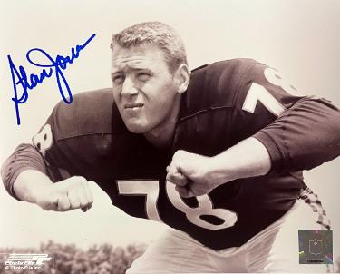 Stan Jones Autographed Chicago Bears NFL Licensed Vintage B&W 8x10 Photo- COA (HOF/7X Pro Bowl)-Powers Sports Memorabilia