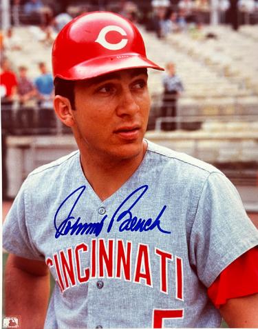 Johnny Bench Autographed Cincinnati Reds MLB Licensed 8x10 Photo- Tuff Stuff COA (HOF/Big Red Machine) - CTBL_043217-Powers Sports Memorabilia