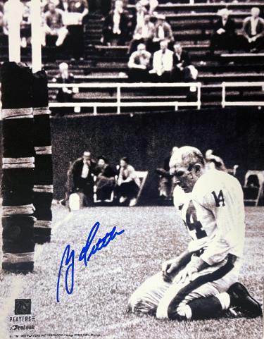 YA (Y.A.) Tittle Autographed New York Giants NFL Licensed Vintage B&W 8x10 Photo- COA (New York Giants/HOF)-Powers Sports Memorabilia