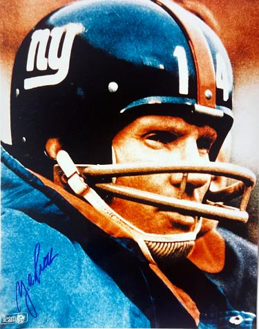 YA (Y.A.) Tittle Autographed New York Giants Color 8x10 Photo imperfect- COA/CSA Show Ticket-Powers Sports Memorabilia